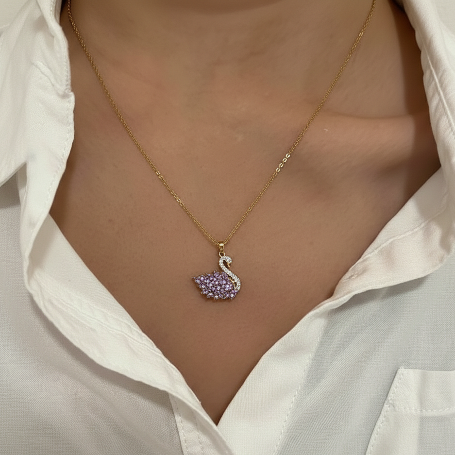 Lavender Swan Pendant