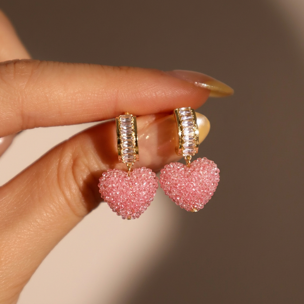 Pink Sugar Heart Earrings