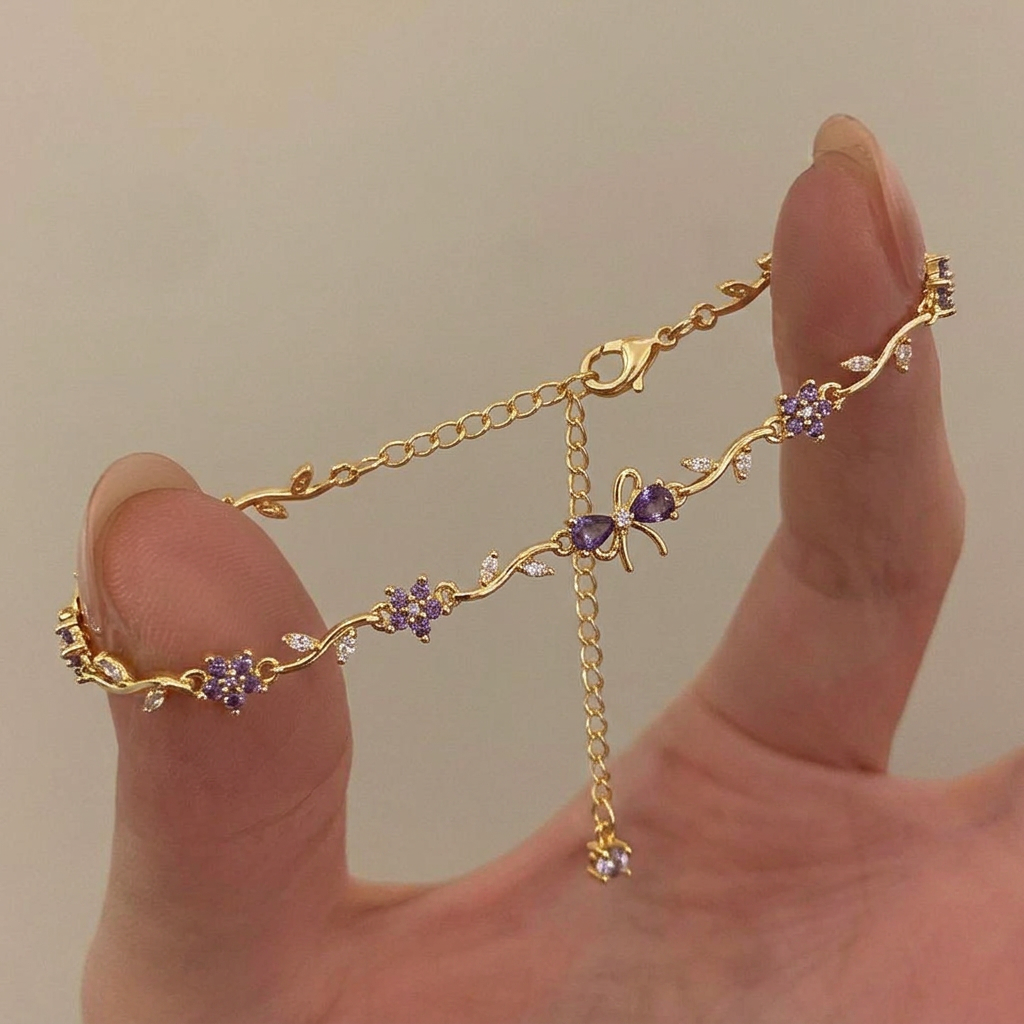Lavender Lace Ribbon Bracelet