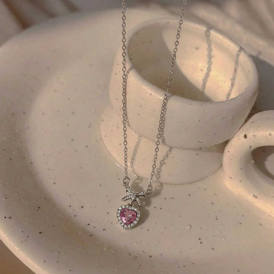 Pink Crush Bow Necklace
