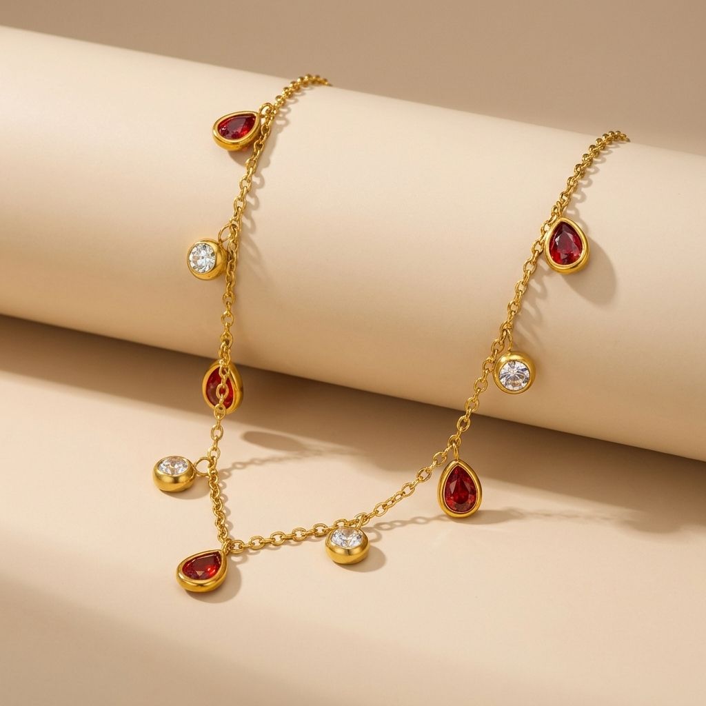 Ruby Teardrops Necklace