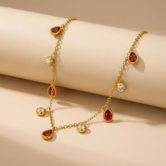 Ruby Teardrops Necklace