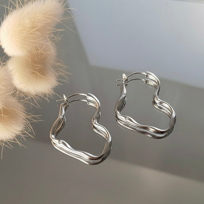 Wavy Heart Hoops