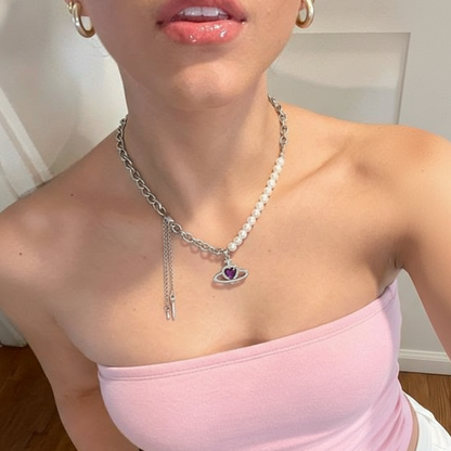 Purple Orbit Pearl Choker