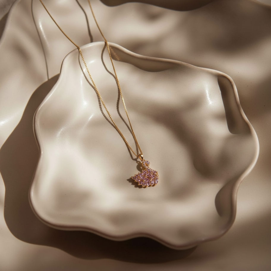 Lavender Swan Pendant