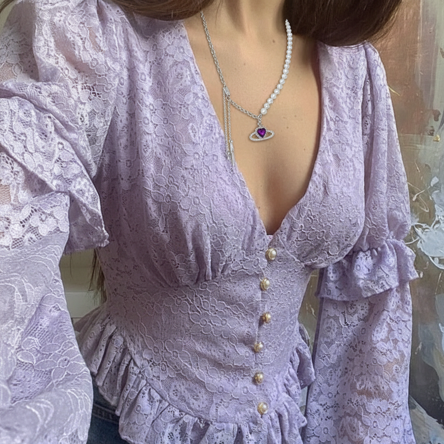 Purple Orbit Pearl Choker