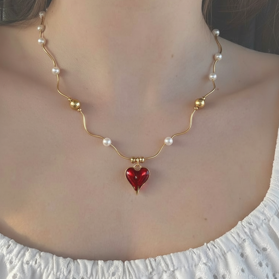 Red Mystic Heart Necklace