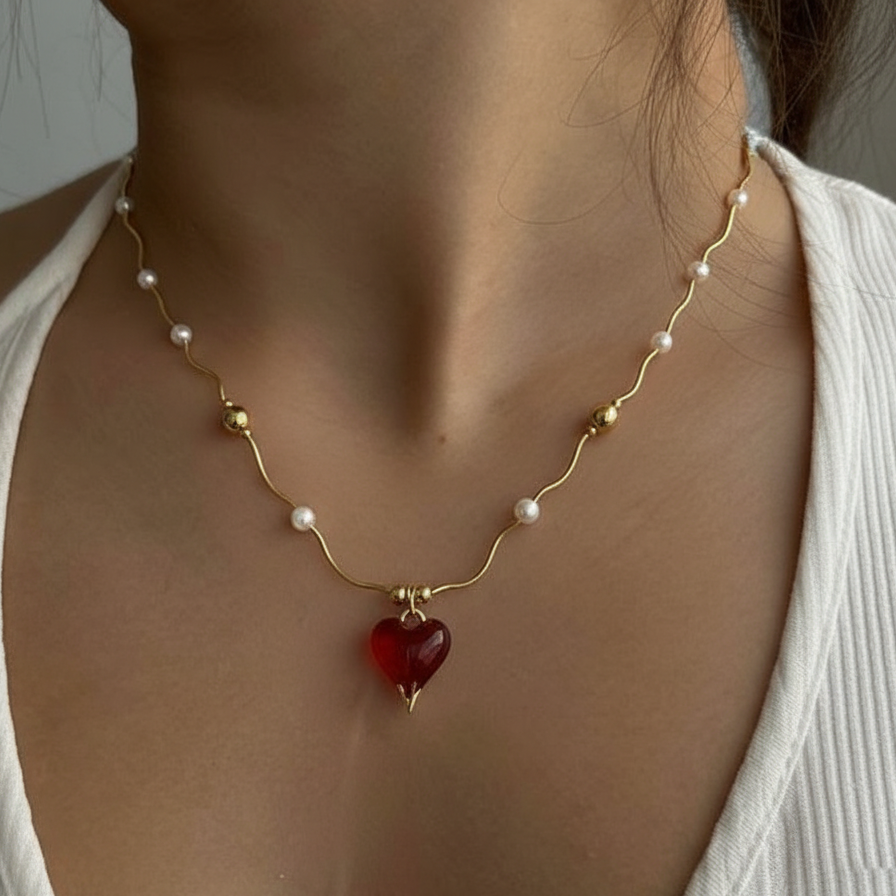 Red Mystic Heart Necklace