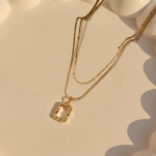 Golden Frame Layered Necklace