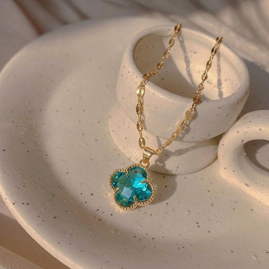 Aqua Clover Necklace