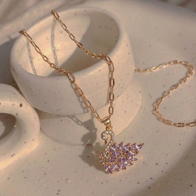 Lavender Swan Pendant