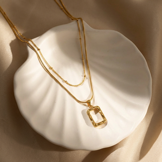 Golden Frame Layered Necklace