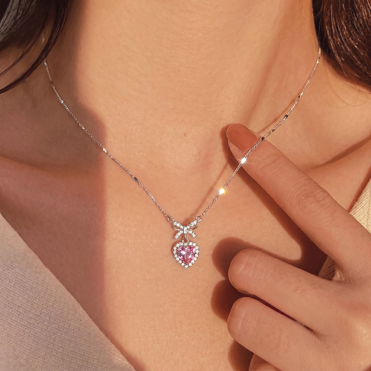 Pink Crush Bow Necklace
