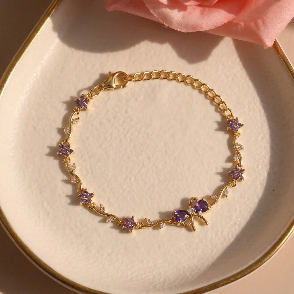 Lavender Lace Ribbon Bracelet