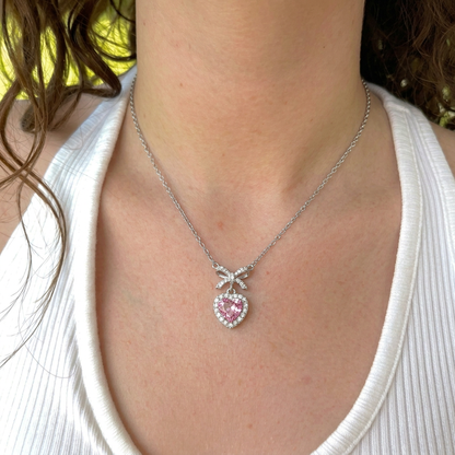 Pink Crush Bow Necklace